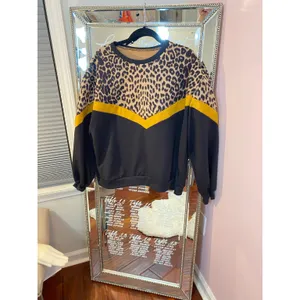 SheIn Color Block Leopard Panel Drop Shoulder Sweater 2XL thumbnail 15