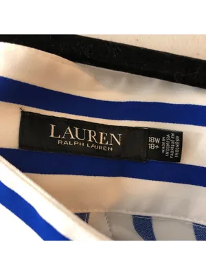Lauren Ralph Lauren Striped Satin Wide Leg Trousers Nautical Blue White 18W thumbnail 5