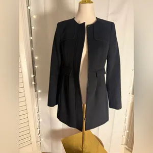 LOFT Black Tailored Wool Blend Coat Jacket XS thumbnail 3