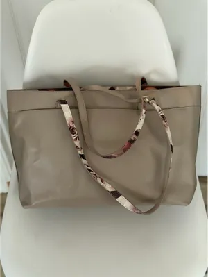 Betsy Johnson Taupe floral scarf tote bag thumbnail 4