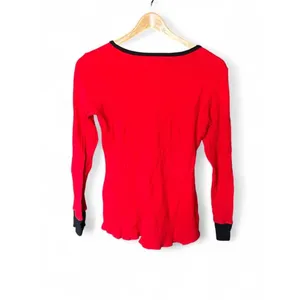 Y2K Mickey Mouse Fairy Grunge Thermal Waffle Knit Henley Red Long Sleeve Top M thumbnail 5