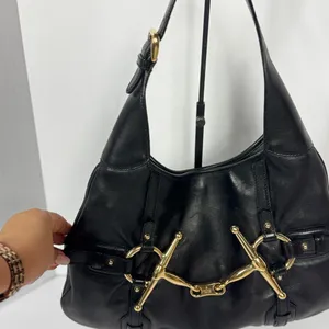 GUCCI Vintage BLACK LEATHER 85TH ANNIVERSARY GG MONOGRAM HOBO BAG thumbnail 5