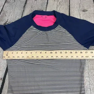 GAP Striped Navy Blue Pink Long Sleeve Athletic Top size Medium thumbnail 10