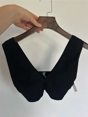 Black Deep V Crop Top Small thumbnail 4