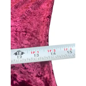 Crushed Velvet Maxi Dress Burgundy Deep VNeck Button Front Gold Sparkle Lining S thumbnail 11