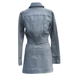 Cache Gray Denim Wrap Ruched Skirt Off Set Side Zip Pull Stretch $98 NWT Size 8 thumbnail 4