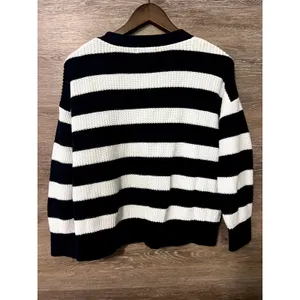 Old Navy Sweater Nautical size 12 XL Stripped Navy Blue Cardigan button Classic thumbnail 6