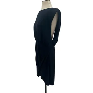 Free People Runaway Knit Mini Dress‎ Sleeveless Draped Black Size XL thumbnail 6