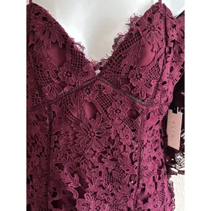 NWT ASTR The Label Lace Dress Size M Wine Cold Shoulder Floral Crochet Cocktail thumbnail 7