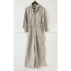 Universal Threads Utility Jumpsuit Women’s 6 Beige Wide Leg Button Front thumbnail 5