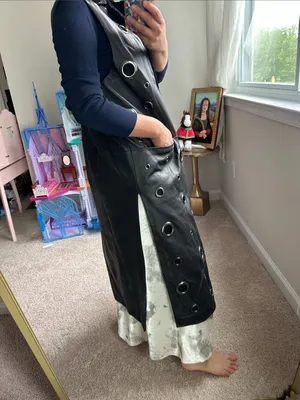 Sheep skin leather long vest. M thumbnail 11