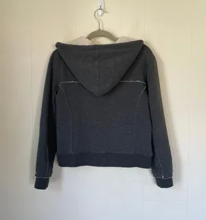 Roxy grey hooded zip up Peacoat style jacket Sherpa lined Women’s size medium thumbnail 6