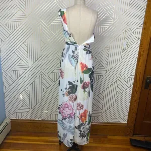 ASOS Floral One Shoulder Maxi Dress‎ in White Size 2 thumbnail 9