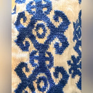 Cute Options White Gauze Tunic Drew with Blue Embroidery thumbnail 3