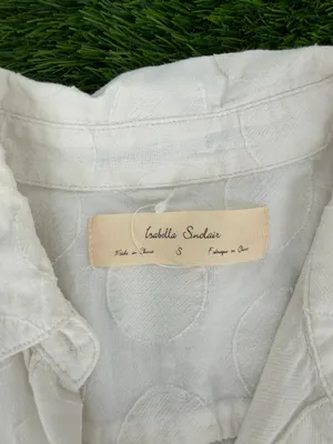 Anthropologie Isabella Sinclair Belia Peplum Popover Cotton White Dot Button Top thumbnail 8