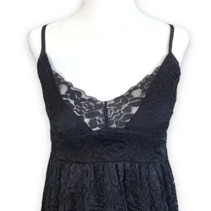 Y2K Whimsigoth Fairy Grunge Dark Romance Ethereal Sheer Lace Cami Babydoll Top‎ thumbnail 5
