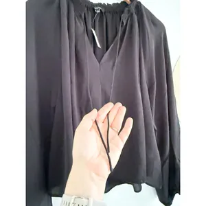 Madewell | NWT Tie Neck Blouse Black‎ Long Sleeve Top | Sz L thumbnail 5