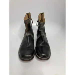 Bed Stu Cobbler Series Boots Womens 8 Black Good Distressed Leather Woven Trim thumbnail 3