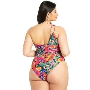 Eloquii Floral One Shoulder Cutout One Piece Swimsuit Tropical Print Size 16 XL thumbnail 7