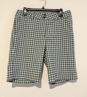 Nike Golf Women’s Plaid bermuda Shorts dri-fit grey Size 10 medium thumbnail 1