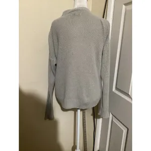 American Eagle Outfitters Women Light Gray Knit Henley Sweater Size S thumbnail 3