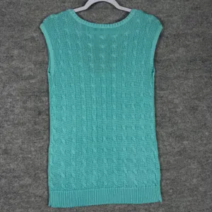 Lauren Ralph Lauren Size-M Top Sweater Vest Aqua Turquoise Cable Knit Scoop Neck thumbnail 2
