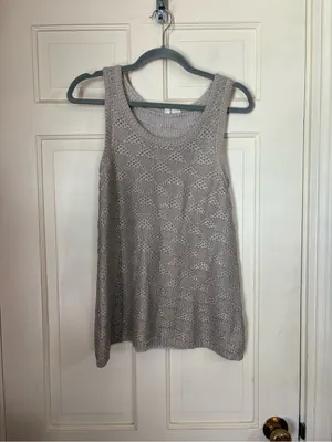 Anthropologie Sana Foil Tank Sz Medium Silver Knit Sweater Sleeveless Top Moth thumbnail 10