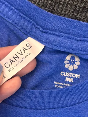 Theta Bella Canvas Royal Blue Tee with White Custom Ink Print thumbnail 2