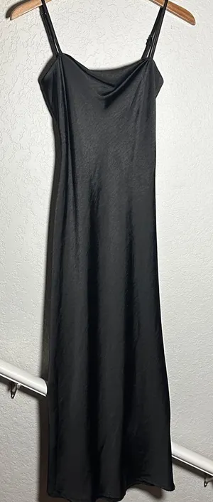 HELLO MOLLY Black Corset Tie Back Midi Dress Cocktail Party Slip Sexy Size 6 thumbnail 1