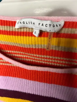 English Factory Striped Puff Sleeve Sweater Large thumbnail 2