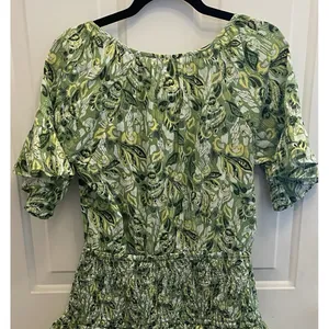 Aerie Smocked Waist Mini‎ Sundress Floral Kelly Green Womens M Boho Festival thumbnail 9