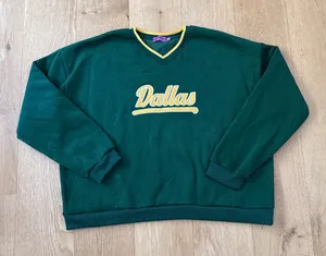 Edikted Sweatshirt V Neck Dallas Size XL Green Yellow thumbnail 1