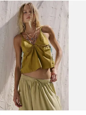 NWOT Free People Free-Est Fields Of Love Tank Blouse Top Sleeveless Olive Green thumbnail 3