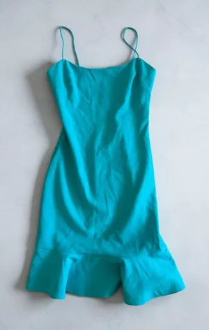 LIKELY Blue Ruffle Trim Cocktail Dress Size 2 thumbnail 1