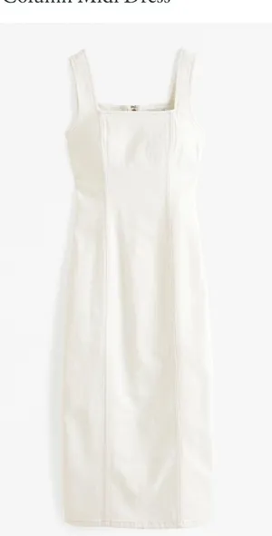 Abercrombie Denim Column Midi Dress Cream thumbnail 2