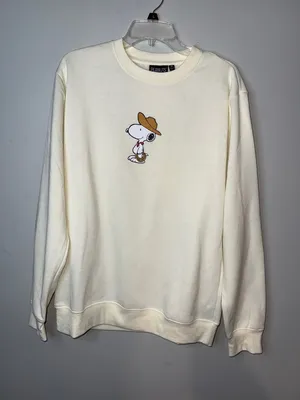 Peanuts Cream Crewneck with Snoopy Cowboy Graphic thumbnail 1