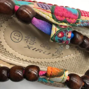 Womens Flats Hidden Heel Floral Ankle Strap Beaded Boho Size 37 US 5 thumbnail 6
