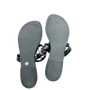 Tory Burch Miller Sandal Black Patent Leather Logo Medallion Thong Flat Size 9 thumbnail 6