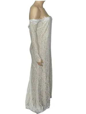 LULUS Romance Dreamer Lace Off-the-Shoulder Dress, White, 2X thumbnail 6