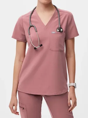 Figs Catarina One Pocket Scrub Top Mauve Size Small thumbnail 1