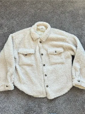 Le Lis Ivory Sherpa Button Down Boho Western Shacket thumbnail 2