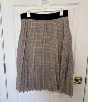 VTG Women’s Pleated Plaid Midi Skirt Size Large Dark Academia Wear to Work Twee thumbnail 3