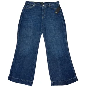 7 For All Mankind Modern Dojo Tailorless Wide Leg Jeans 33" Luray Dark Wash NEW! thumbnail 1
