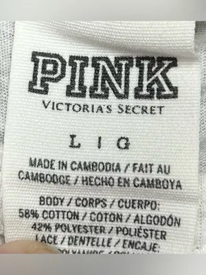 PINK Victoria's Secret Size L Lace-Sleeve Floral Logo Long Sleeve Top thumbnail 2