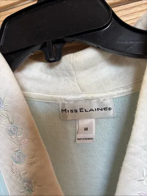 FINAL MARKDOWN Miss Elaine Embroidered Quilted Look Zip-Front Robe Mid Calf Med thumbnail 3