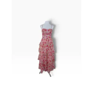 ASTR the Label Pink Coral Floral Tiered Ruffle Maxi Dress XS thumbnail 6