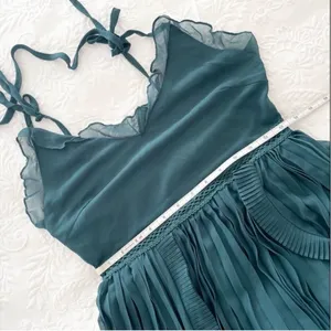 Lulu's Never‎ A Dull Moment Emerald Green Tie-Strap Pleated Midi Dress thumbnail 8