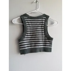 OFFLINE by Aerie Womens XS Sage Green Striped Seamless Medium Support Crop Tank thumbnail 2