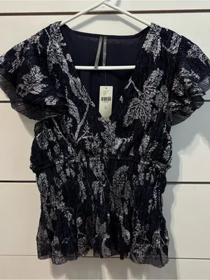 Anthropologie Pattern Flutter Sleeve Blouse NWT thumbnail 2