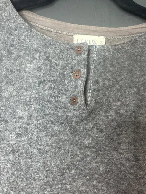Vintage J.Crew Women M Wool Cotton Henley Sweater Made Italy Gray Academia thumbnail 2